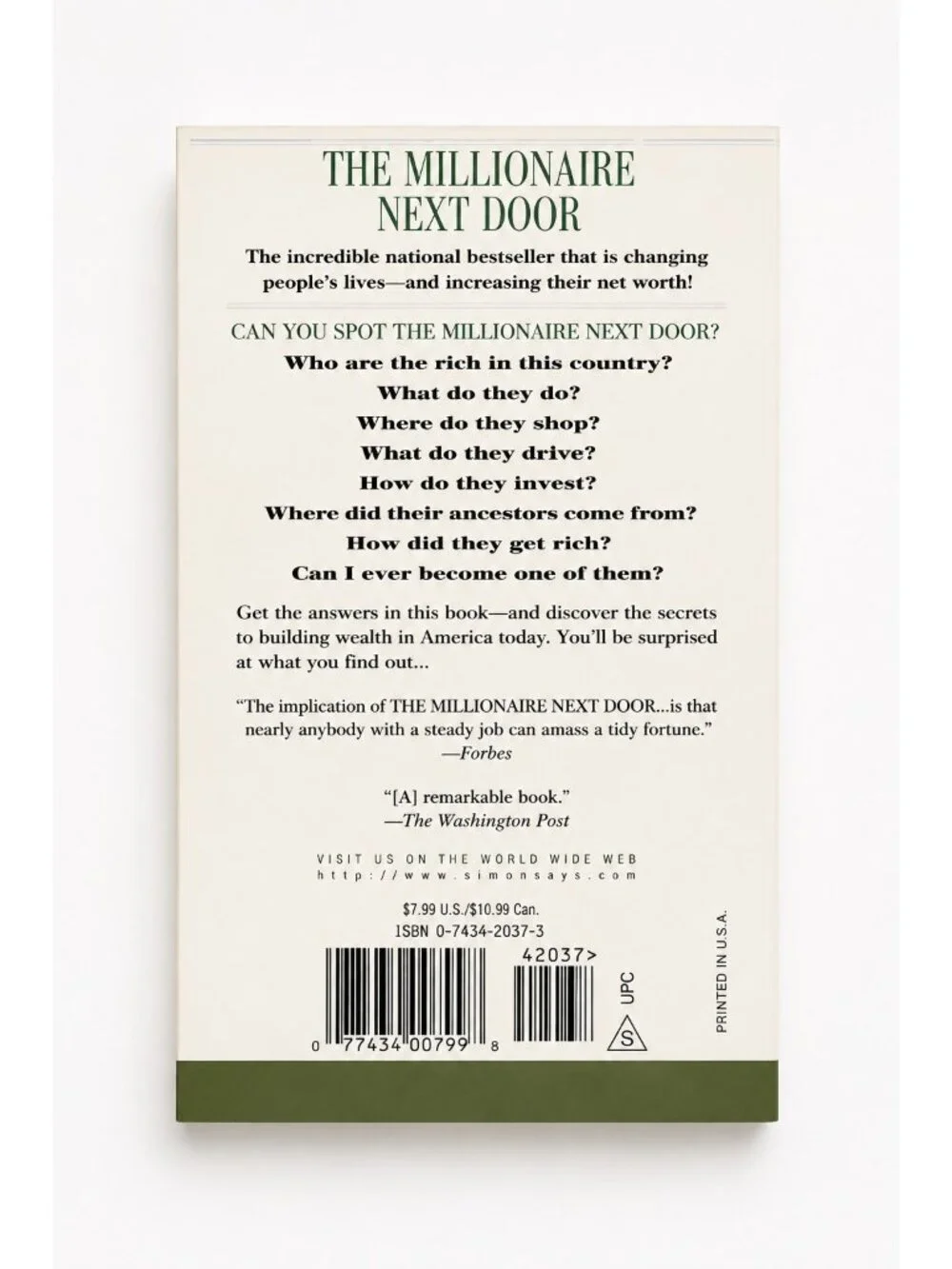 The Millionaire Next Door: The Surprising Secrets of America's Wealthy – Thomas